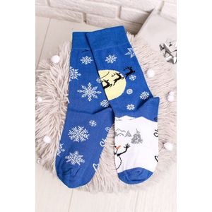 Modro-biele vzorované ponožky Zimná krajina vyobraziť