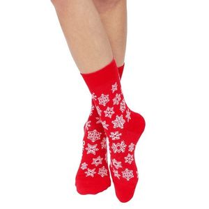 Červené vzorované ponožky Red Snowflake vyobraziť