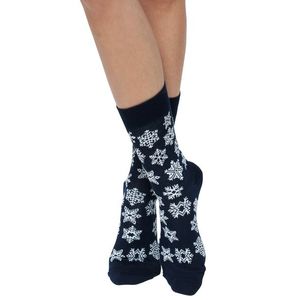 Tmavomodré vzorované ponožky Blue Snowflake vyobraziť