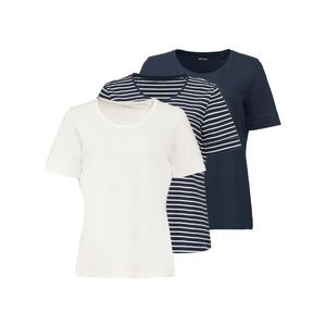 ESMARA® Dámske tričko, 3 kusy (XS (32/34), pruhy/námornícká modrá/biela) vyobraziť