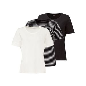 ESMARA® Dámske tričko, 3 kusy (XS (32/34), pruhy / čierna / biela) vyobraziť