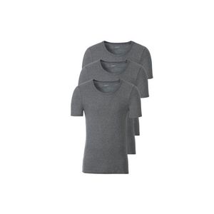 LIVERGY® Pánske bavlnené tričko, 3 kusy (S, šedá, okrúhly výstrih) vyobraziť