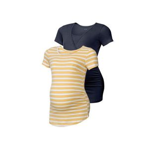 ESMARA® Dámske tehotenské tričko, 2 kusy (XS (32/34), pruhy / námornícka modrá ) vyobraziť