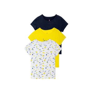LUPILU® Dievčenské tričko s potlačou, 3 kusy (86/92, žltá / biela / morská) vyobraziť