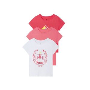 LUPILU® Dievčenské tričko s potlačou, 3 kusy (86/92, biela / ružová / bledoružová) vyobraziť