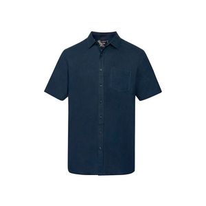 LIVERGY® Pánska ľanová košeľa s krátkym rukávom "Regular Fit" (M (39/40), námornícka modrá) vyobraziť