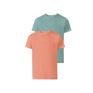 LIVERGY® Pánske tričko s okrúhlym výstrihom, 2 kusy (S (44/46), oranžová / zelená ) vyobraziť