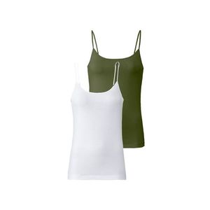 ESMARA® Dámsky top s úzkymi ramienkami, 2 kusy (M (40/42), biela/zelená) vyobraziť
