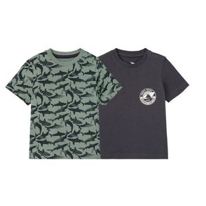 LUPILU® Chlapčenské bavlnené tričko, 2 kusy (98/104, vzor / zelená / navy modrá) vyobraziť