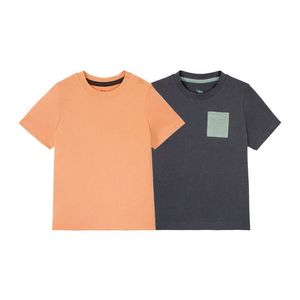 LUPILU® Chlapčenské bavlnené tričko, 2 kusy (110/116, navy modrá / koralová) vyobraziť