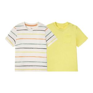 LUPILU® Chlapčenské bavlnené tričko, 2 kusy (98/104, pruhy / biela / limetková) vyobraziť
