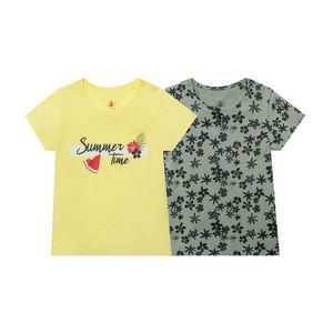 LUPILU® Dievčenské bavlnené tričko, 2 kusy (98/104, vzor / zelená / žltá) vyobraziť