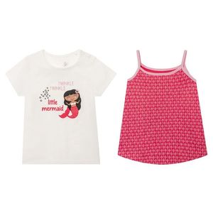 LUPILU® Dievčenské bavlnené tričko, 2 kusy (86/92, bordová / biela) vyobraziť