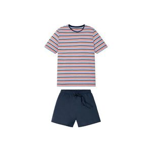 LIVERGY® Pánske krátke pyžamo (M (48/50), pruhy / navy modrá / biela / oranžová ) vyobraziť