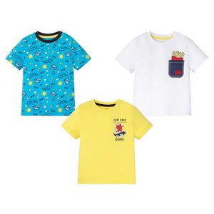 LUPILU® Chlapčenské tričká, 3 kusy (86/92, modrá / vzor / biela / žltá) vyobraziť
