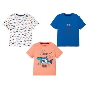 LUPILU® Chlapčenské tričká, 3 kusy (98/104, biela / vzor / modrá / oranžová) vyobraziť