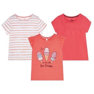 LUPILU® Dievčenské tričká, 3 kusy (86/92, oranžová / pruhy / koralová) vyobraziť