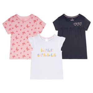LUPILU® Dievčenské tričká, 3 kusy (110/116, bledoružová / biela / navy modrá) vyobraziť