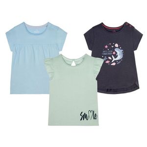 LUPILU® Dievčenské tričká, 3 kusy (86/92, mentolová / modrá / navy modrá s potlačou) vyobraziť