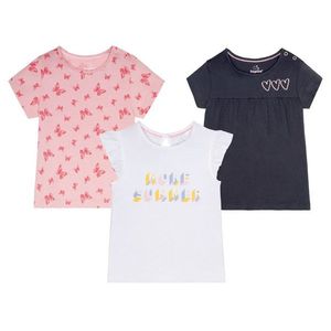 LUPILU® Dievčenské tričká, 3 kusy (86/92, bledoružová / biela / navy modrá) vyobraziť