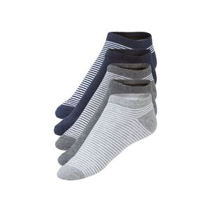 LIVERGY® Pánske členkové ponožky, 5 párov (43/46, pruhy / biela / šedá / navy modrá ) vyobraziť