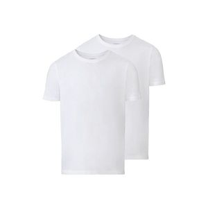 LIVERGY® Pánske bavlnené tričko s okrúhlym výstrihom, 2 kusy (S (44/46), biela) vyobraziť