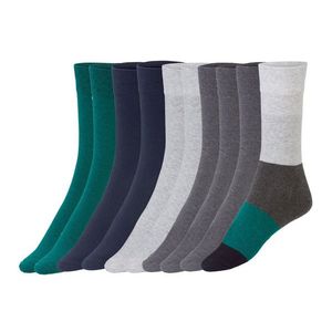 LIVERGY® Pánske ponožky, 10 párov (43/46, šedá / zelená / navy modrá) vyobraziť