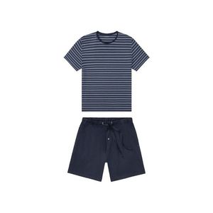 LIVERGY® Pánske krátke bavlnené pyžamo BIO (S (44/46), pruhy / modrá) vyobraziť