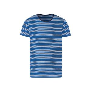 LIVERGY® Pánske bavlnené tričko s okrúhlym výstrihom (XL (56/58), pruhy / modrá) vyobraziť
