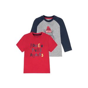 LUPILU® Chlapčenská súprava tričiek, 2-dielna (98/104, šedá / navy modrá / červená) vyobraziť