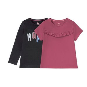 LUPILU® Dievčenská súprava tričiek, 2-dielna (110/116, čierna / ružová) vyobraziť