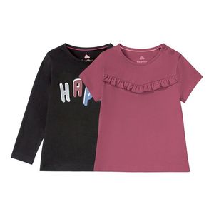 LUPILU® Dievčenská súprava tričiek, 2-dielna (86/92, čierna / ružová) vyobraziť