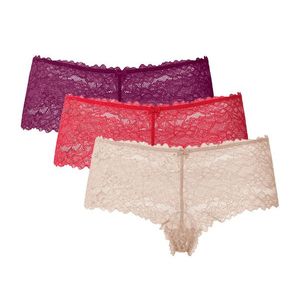 ESMARA® Dámske čipkované nohavičky, 3 kusy (S (36/38), ružovo-fialová / červená / telová ) vyobraziť