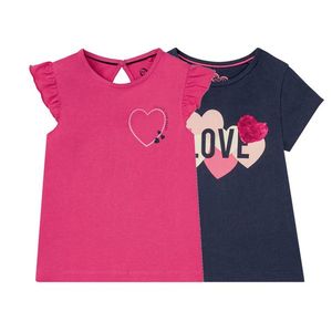 LUPILU® Dievčenské bavlnené tričko, 2 kusy (110/116, námornícka modrá/ružová ) vyobraziť