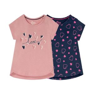 LUPILU® Dievčenské bavlnené tričko, 2 kusy (86/92, vzor / navy modrá / ružová) vyobraziť