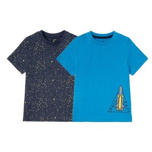 LUPILU® Chlapčenské bavlnené tričko, 2 kusy (98/104, námornícka modrá / vzor / modrá) vyobraziť