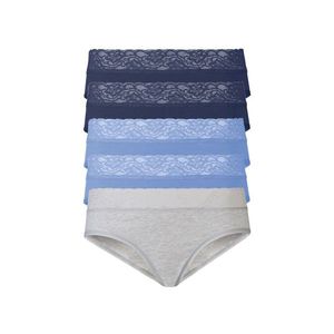 ESMARA® Dámske bavlnené nohavičky s čipkou, 5 kusov (S (36/38), šedá / námornícka modrá / modrá) vyobraziť