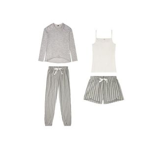 ESMARA® Dámske pyžamo, 4-dielna súprava (M (40/42), biela / šedá) vyobraziť
