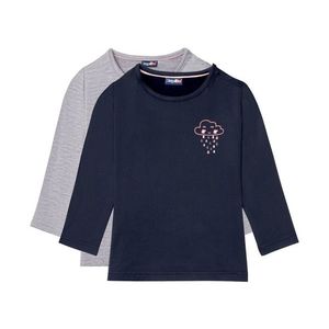 LUPILU® Dievčenské tričko s dlhým rukávom, 2 kusy (74/80, námornícka modrá / šedá) vyobraziť