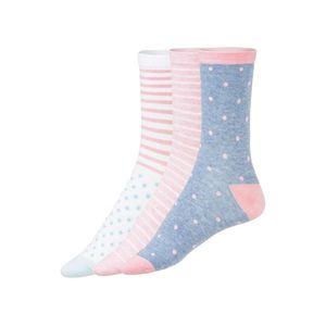 ESMARA® Dámske ponožky, 3 páry (39/42, pruhy / bledoružová / biela) vyobraziť