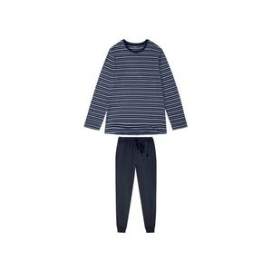 LIVERGY® Pánske dlhé bavlnené pyžamo (L (52/54), pruhy / navy modrá) vyobraziť