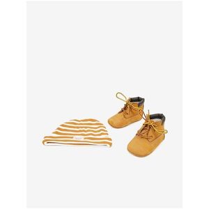 Sada detských členkových kožených topánok a vzorovanej čipaky v horčicovej farbe Timberland Crib Bootie with Hat vyobraziť