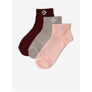 Sada troch párov dámskych ponožiek v ružovej, šedej a vínovej farbe Converse vyobraziť