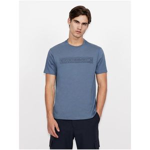 Modré pánske tričko s nápisom Armani Exchange vyobraziť