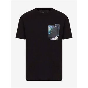 Čierne pánske tričko s potlačou Armani Exchange vyobraziť