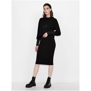 Čierne dámské mikinové šaty s kapucou Armani Exchange vyobraziť