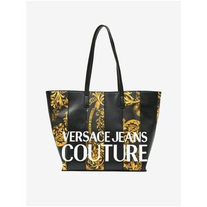 Žlto-čierny vzorovaný shopper Versace Jeans Couture Stripe Patchwork vyobraziť