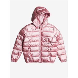 Ružová dievčenská prešívaná zimná bunda s kapucou Roxy It Will Rain vyobraziť