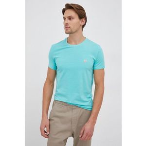 Tričko Guess tyrkysová farba, jednofarebné vyobraziť