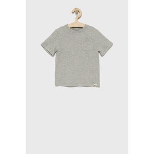 Detské bavlnené tričko GAP šedá farba, jednofarebné vyobraziť